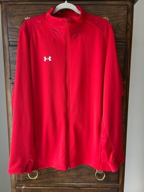 Men’s Under Armour Bright Red Zip-Up Athletic Jacket, Size XL